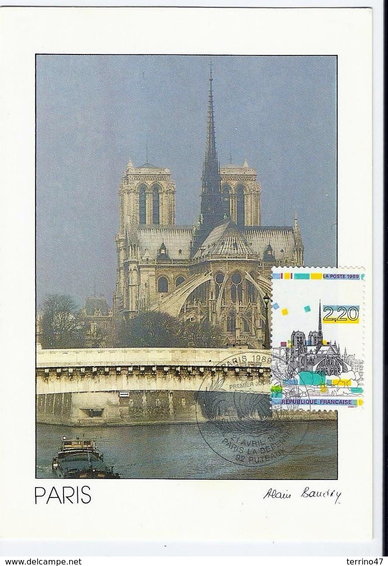 Carte Maximum PARIS - CATHEDRALE  Notre Dame De Paris -yvert 2582 - 1980-1989