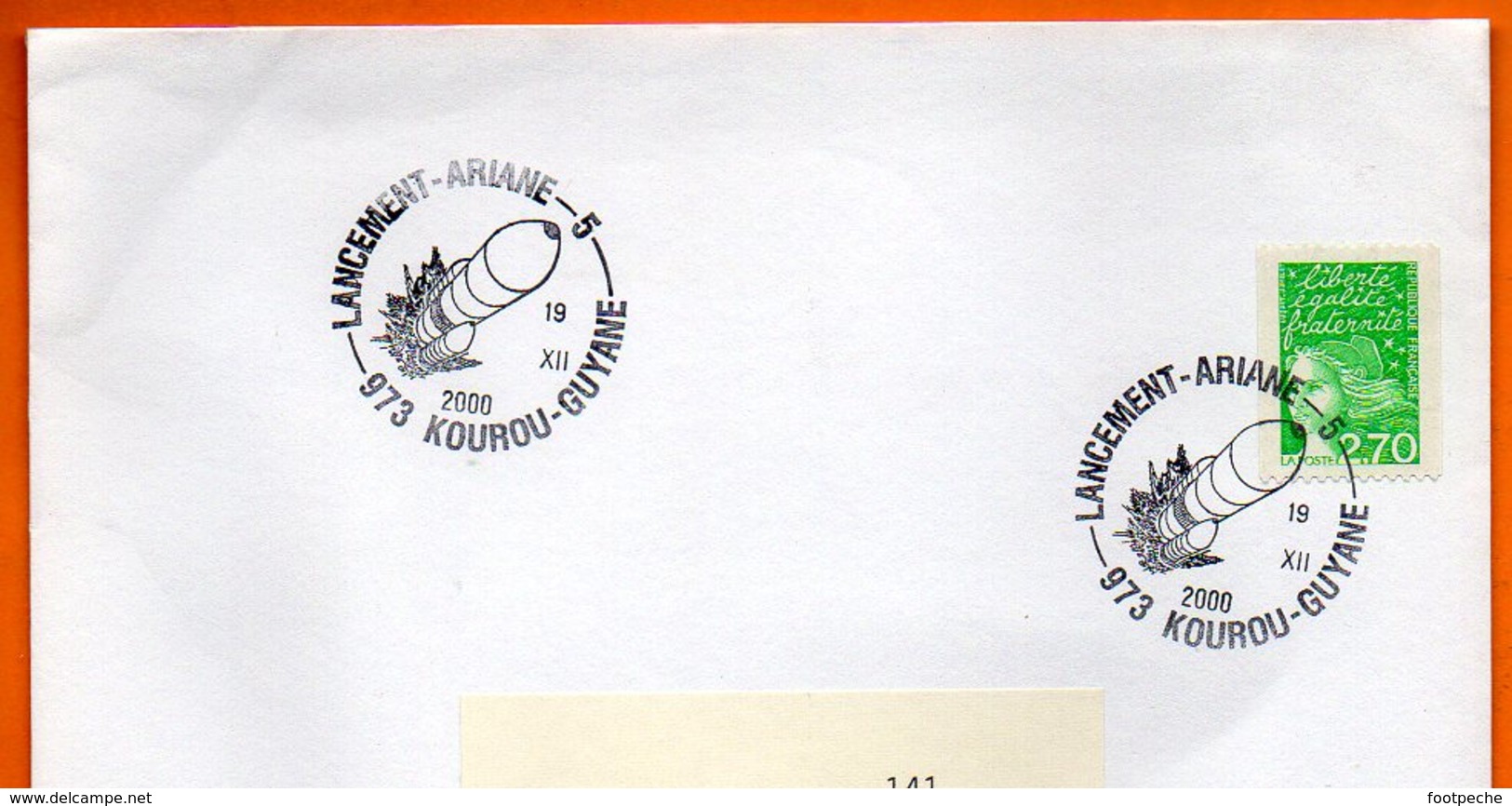 973 KOUROU LANCEMENT ARIANE 5  2000  Lettre Entière N° HH 847 - Commemorative Postmarks