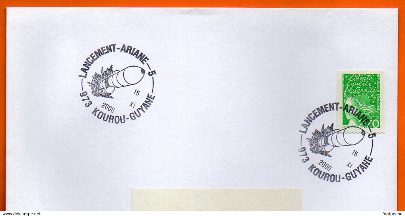 973 KOUROU LANCEMENT ARIANE 5  2000  Lettre Entière N° HH 848 - Commemorative Postmarks