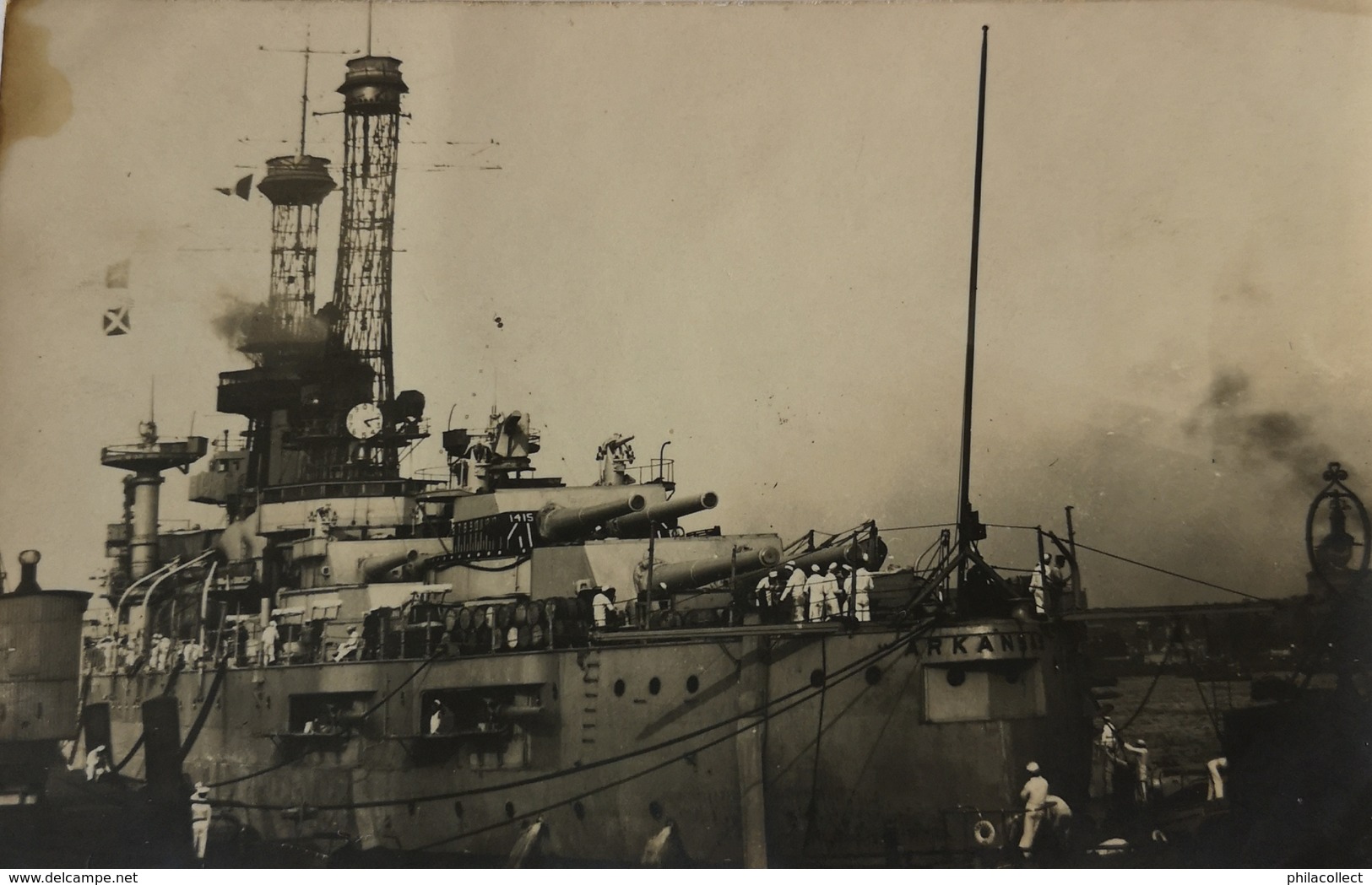 Slagschip (Battle Ship) Arkansas In Rotterdam 19?? FOTOKAART - Rotterdam