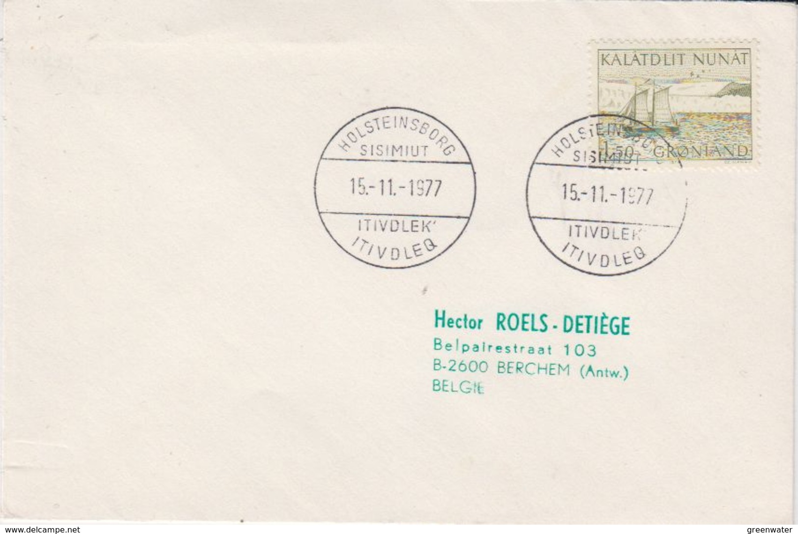 Greenland 1977 Holsteinborg Ca 15.11.1977 Cover (42369) - Brieven En Documenten