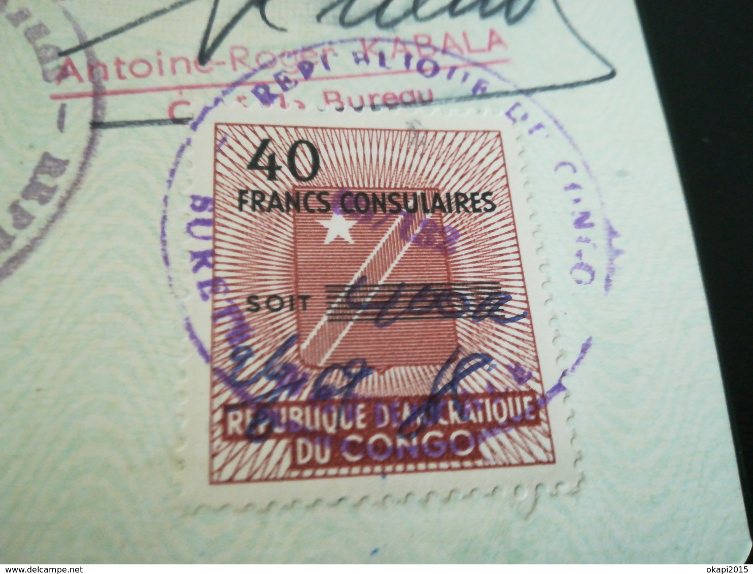 VISA RÉPUBLIQUE DÉMOCRATIQUE DU CONGO DANS VIEUX PASSEPORT PASSPORT REISEPASS BELGIQUE 2 TIMBRES  FISCAUX CACHETS 1969