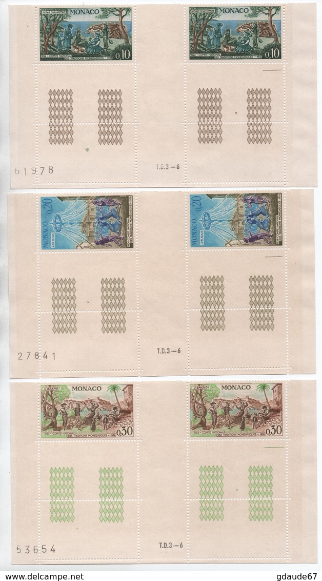 VARIETE MONACO 1973 - PAIRE YT N° 939/941 / DALLAY N 974/976 - PAIRES AVEC PONT ISSUS FEUILLE DE 10 - COTE 2011 : 975€ - Errors And Oddities