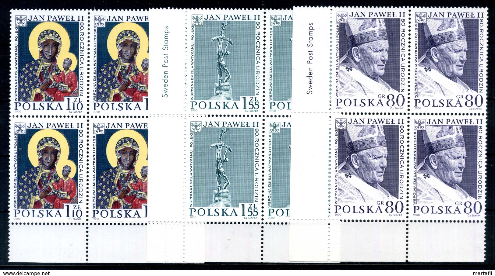 2000 POLONIA SET MNH ** Giovanni Paolo II QUARTINE - Nuovi