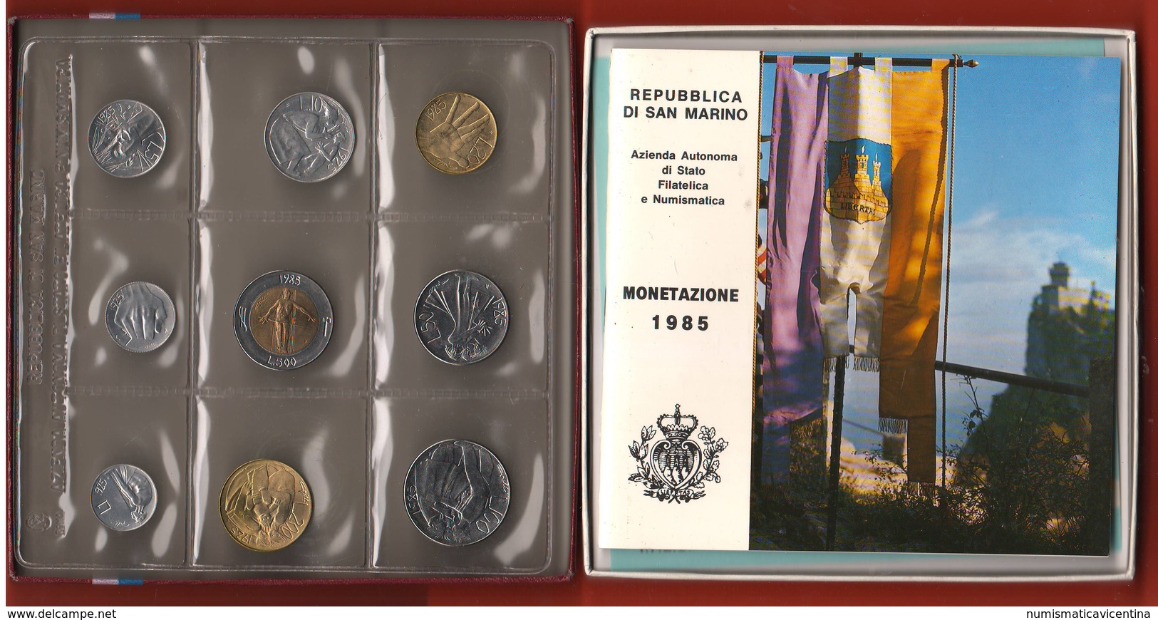 1985 Serie Set San Marino Saint Marin 9 Valori + 4 Erinnofili - San Marino