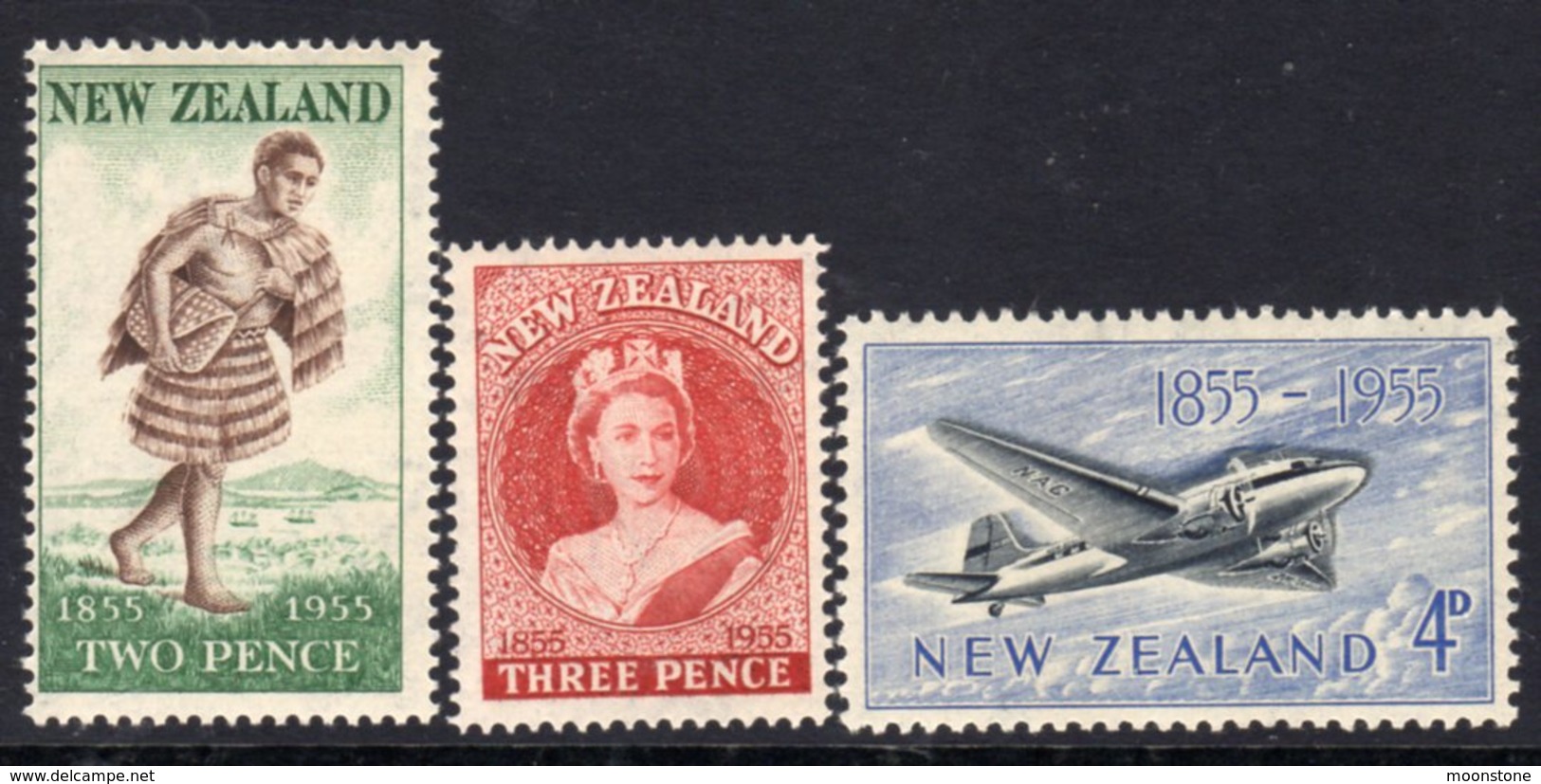 New Zealand 1955 Postage Stamp Centenary Set Of 3, Hinged Mint, SG 739/41 - Nuovi