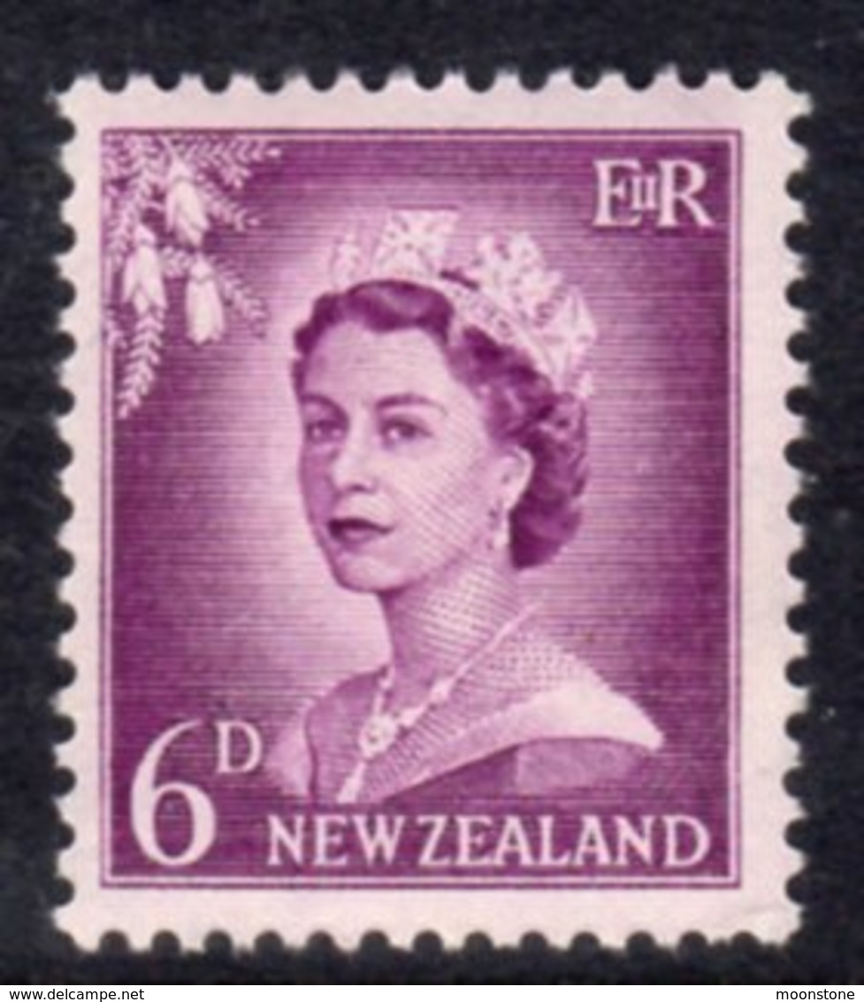 New Zealand 1955-9 Definitives Large Value Figures 6d Value, MNH, SG 750 - Unused Stamps