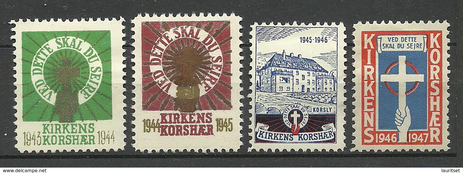 DENMARK 1944-1947 Charity Vignetten Poster Stamps Church Religion * - Sonstige & Ohne Zuordnung