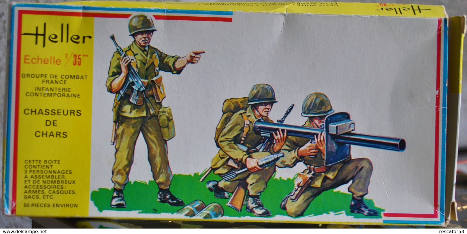 Rare Boite Années 70 Au 1/35 Chasseurs De Chars Moderne Français  De Marque Heller - Figurines