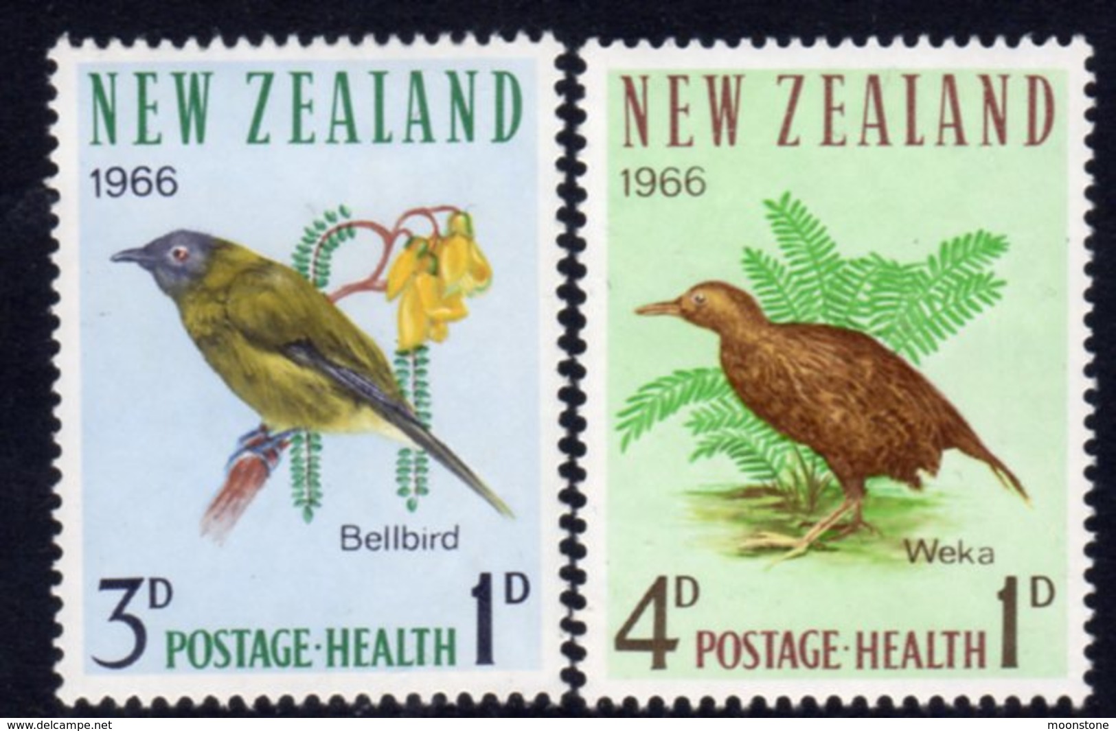 New Zealand 1966 Health Stamps Birds Set Of 2, Hinged Mint, SG 839/40 - Unused Stamps