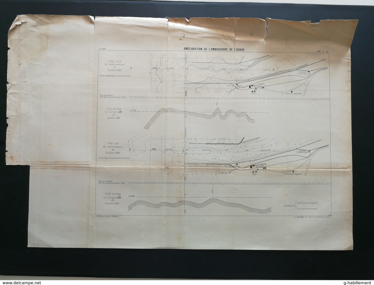 ANNALES PONTS Et CHAUSSEES ( Dep 40) - Plan De L'Amélioration De L'Embouchure De L'Adour - Imp L.Courtier - 1900 (CLC69) - Cartes Marines