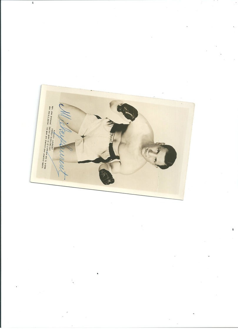 CARTE PHOTO BOXEUR  MICKEY LAURENT DEDICACEE - Boxe