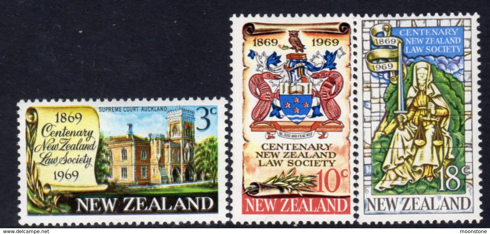 New Zealand 1969 Law Society Centenary Set Of 3, Hinged Mint, SG 894/6 - Unused Stamps