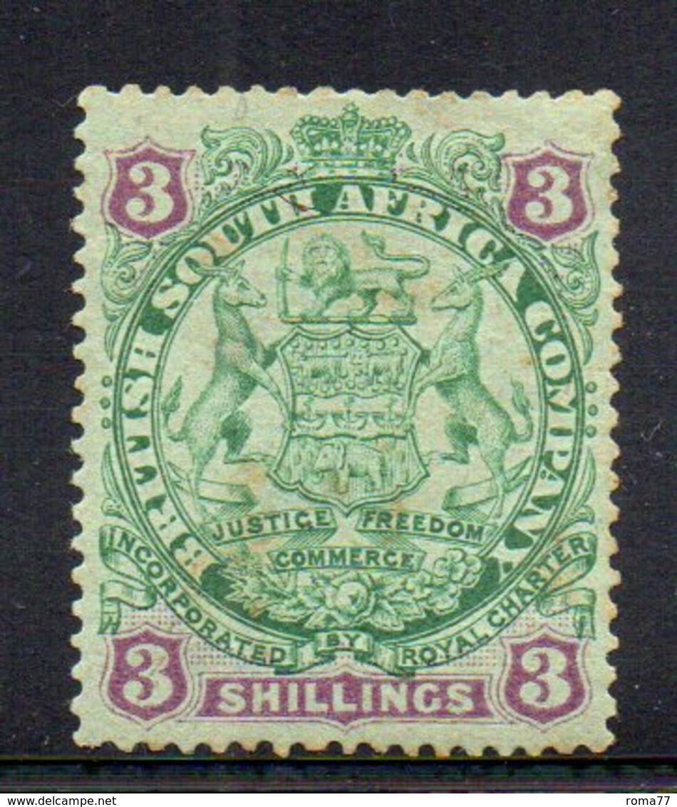 APR401 - BRITISH SOUTH AFRICA COMPANY 1896 ,3 Sh  Yvert N. 38 * Linguella Forte E Gomma Sporca (2380A) - Altri & Non Classificati