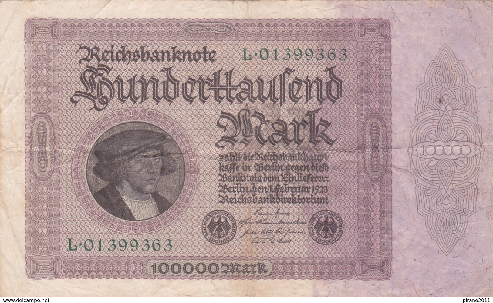 Reichsbanknote; Hunderttausend Mark - 100.000 Mark