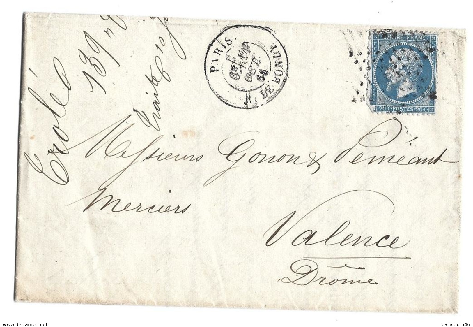 76 FRANCE RARE Facture Lettre - Envoyée De ROUEN Vers VALENCE Drôme Le 06.10.1866 - 1800 – 1899