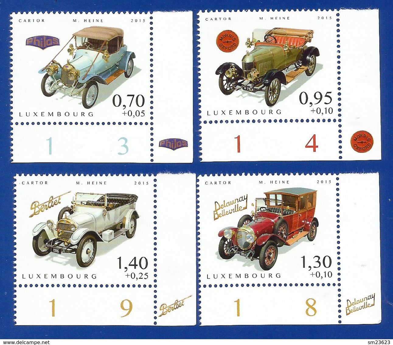 Luxembourg  2015 , Alte Autos / Oldtimer - Compl. Satz - Postfrisch / MNH / (**) - Ungebraucht