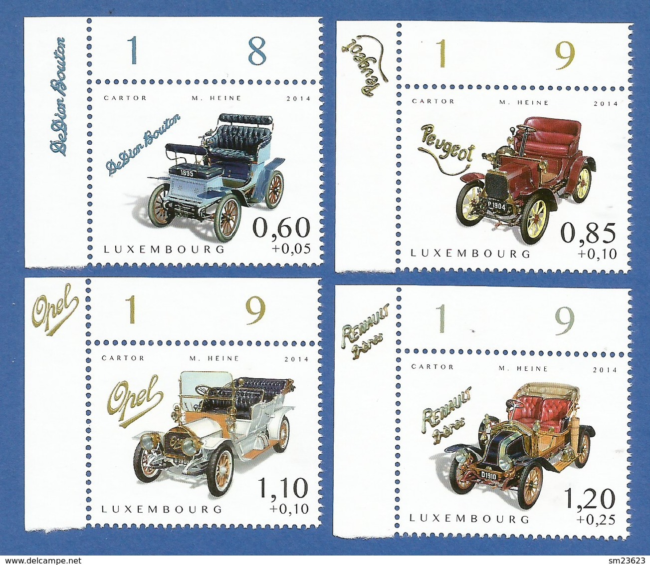 Luxembourg  2014 , Alte Autos / Oldtimer - Compl. Satz - Postfrisch / MNH / (**) - Ungebraucht