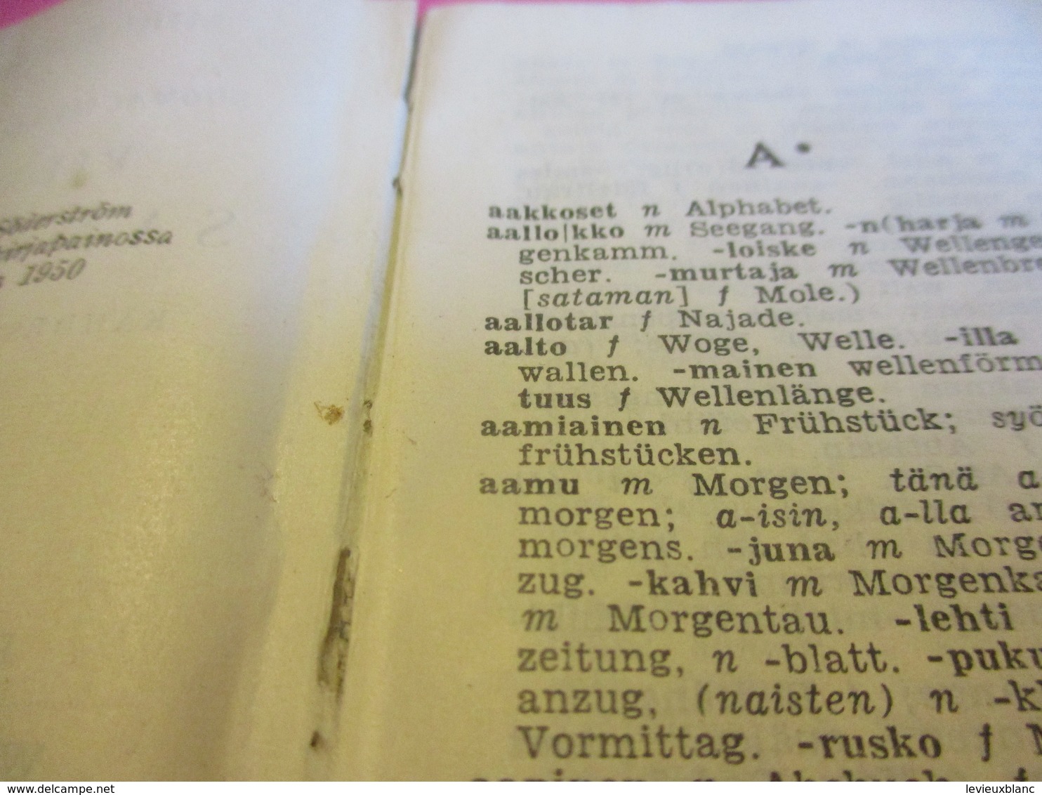 Petit Dictionnaire /Suomalais-Saksalainen/PIENOIS-SANAKIRJA/Finnisch-Deursches-Wörterbuch/Helsinki/ 1950    DIC8 - Woordenboeken