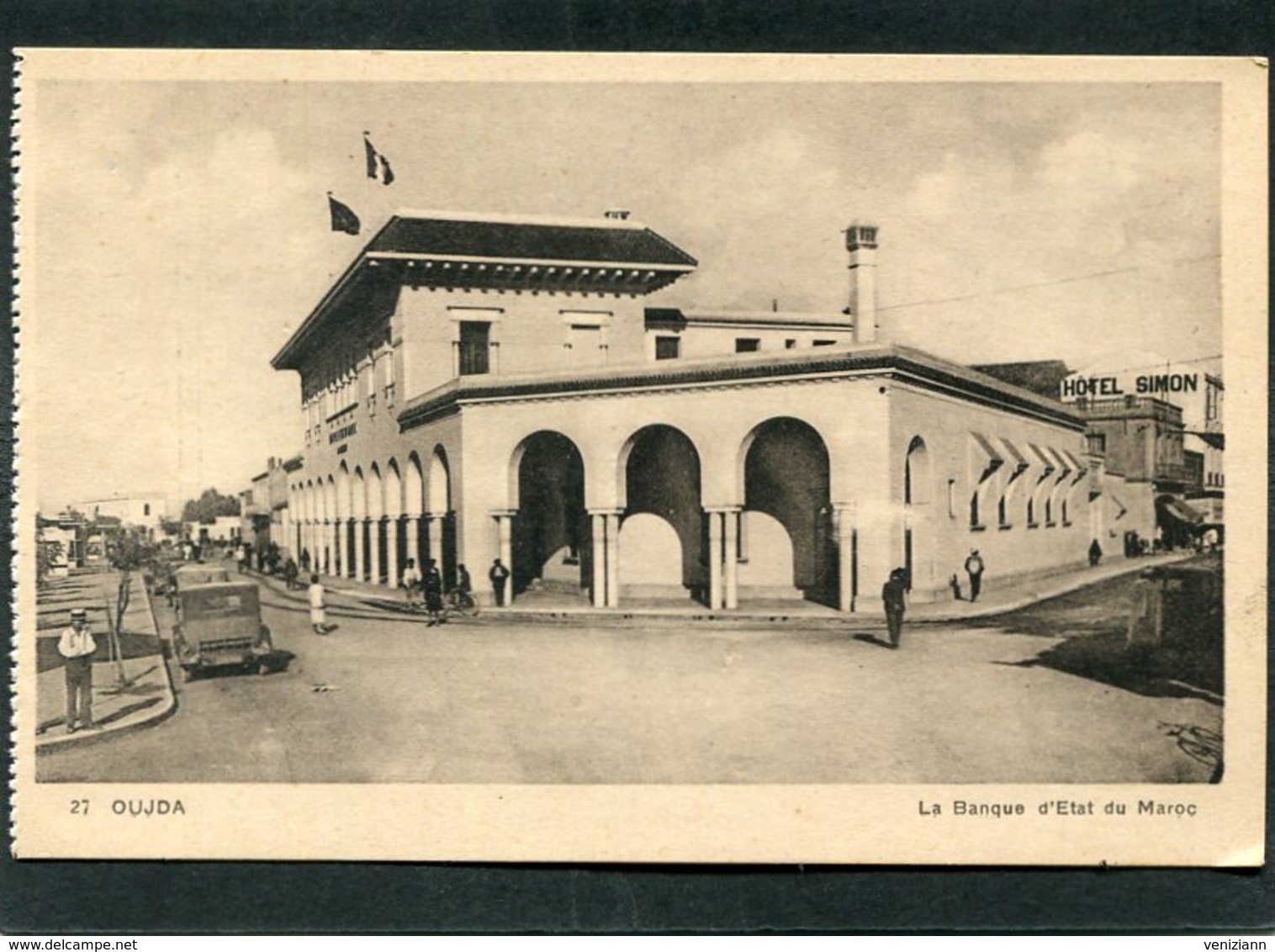 CPA - OUJDA - La Banque D'Etat Du Maroc, Animé - Automobiles - Autres & Non Classés