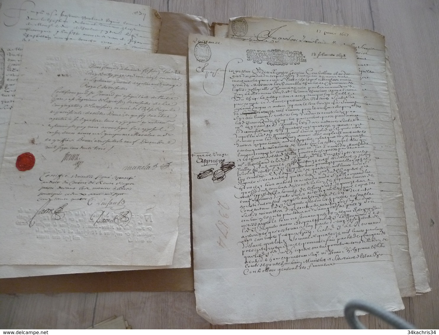 Archive 8 Pièces Signées XXIII ème Regnier Paris Conseiller  procureur du Roy