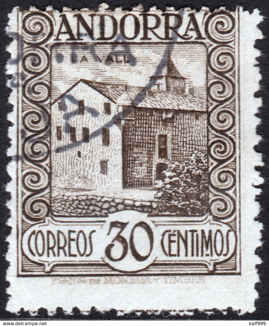 ~~~ Spanish Andorra Andorre 1929 - La Vall -  Perf 14 - A000,084 - Mi. 20 A (o) - Cat. 120.00 Euro  ~~~ - Gebruikt