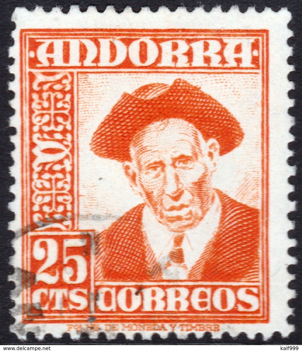 ~~~ Spanish Andorra Andorre 1951 - Definitives - Mi. 55 (o)  ~~~ - Gebruikt