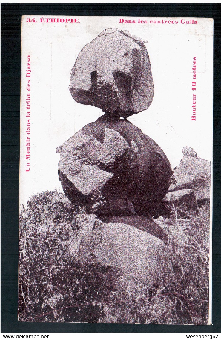 ETHIOPIE Contrées Galla - Menhir Dans La Tribu Djarso - Hauteur 10 Mètres Ca  1905 OLD  POSTCARD - Ethiopië