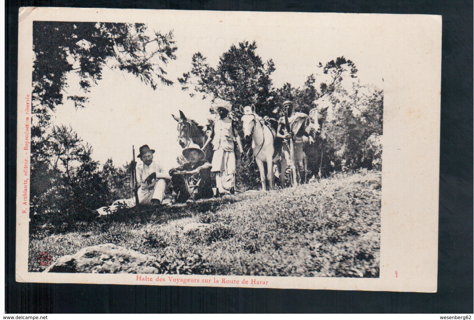 ETHIOPIE Halte Des Voyageurs Su La Route De Harar Ca  1915 OLD  POSTCARD - Ethiopie