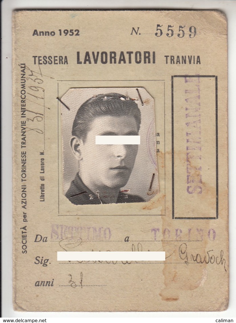 TRAM TRAMWAYS SATTI TORINO TRANVIE MUNICIPALI SETTIMO-TORINO - TESSERA BIGLIETTO 1937 - Europa