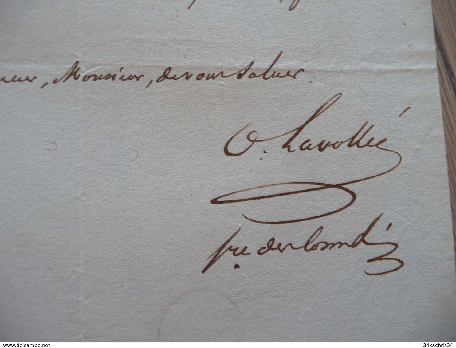 LAS Autographe Paris 8/10/1812 Lavollée Secrétaire De Cambacérès Empire Affaires Politiques Remerciements - Autres & Non Classés