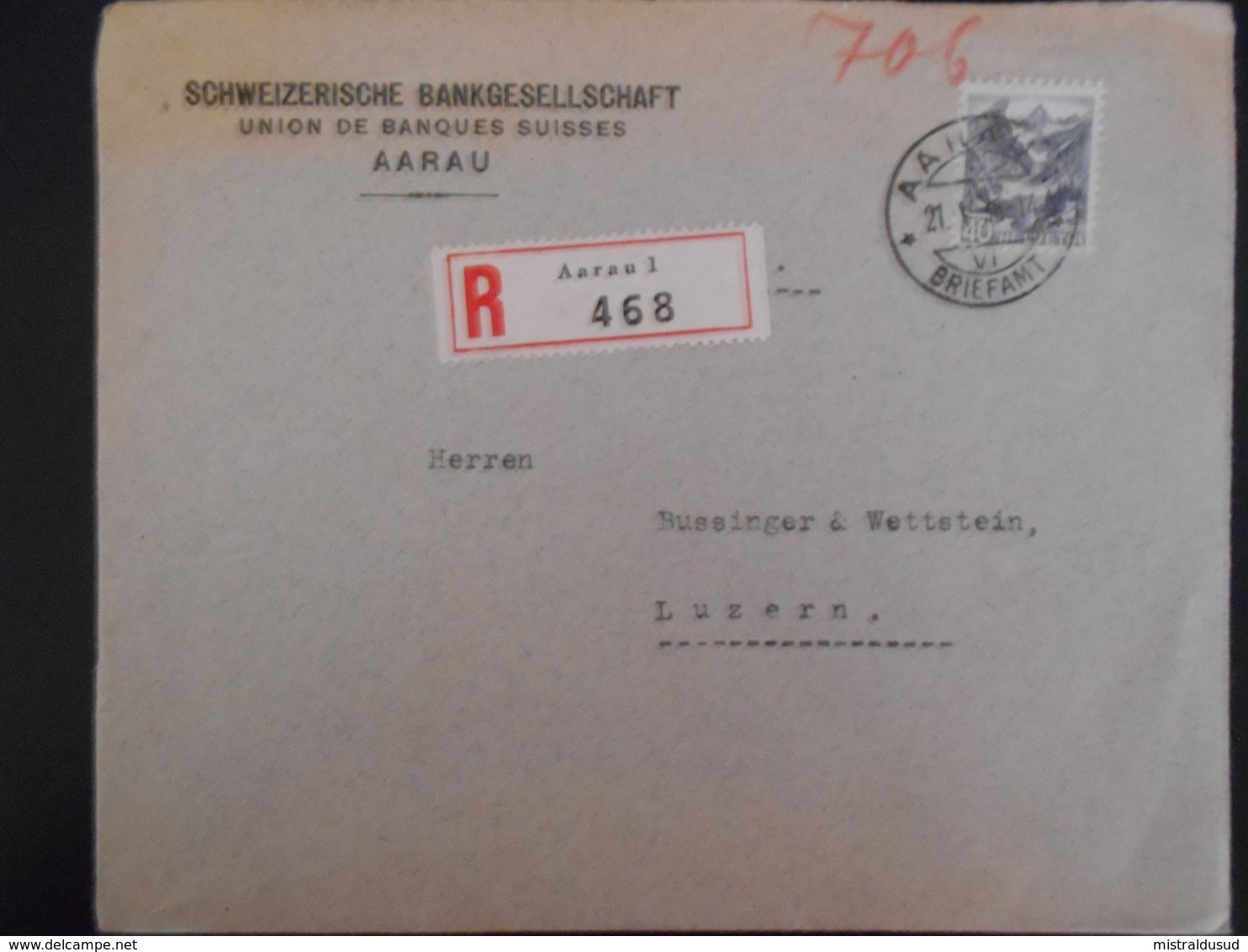 Suisse Lettre Recommandee De Aarau 1938 Pour Luzern - Covers & Documents