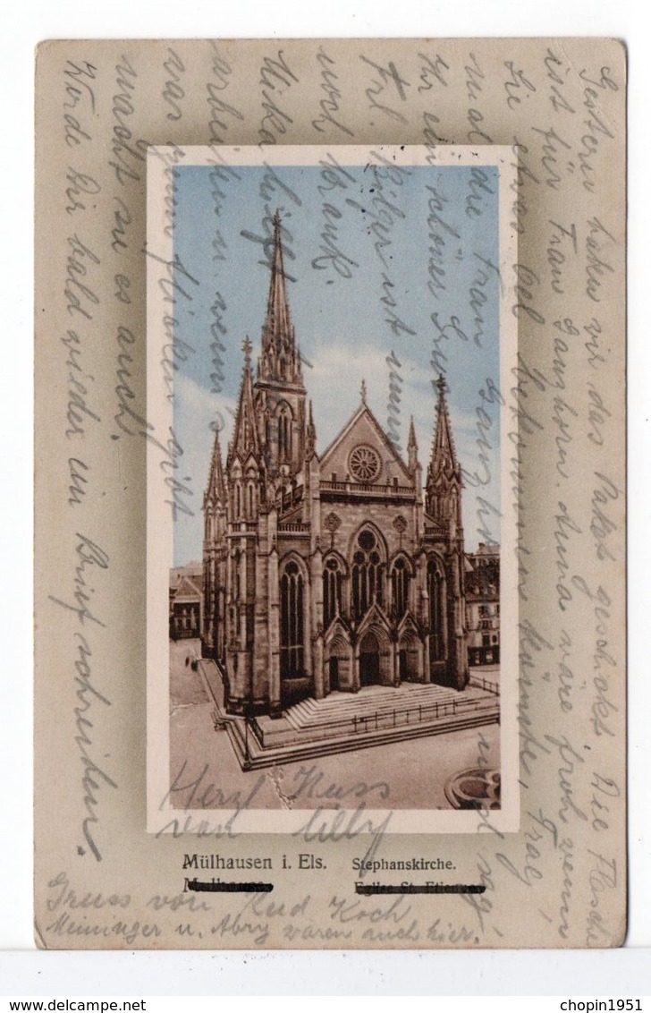 CPA - CACHET MULHOUSE (MULHAUSEN) / CENSURE 1916 Sur CPA CATHÉDRALE - Guerre (timbres De)