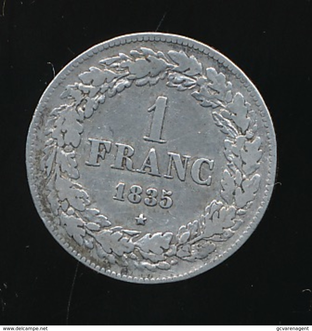 BELGIE LEOPOLD I   1 FRANC 1835   ZELDZAAM    PRACHTSTAAT     2 SCANS - 1 Franc