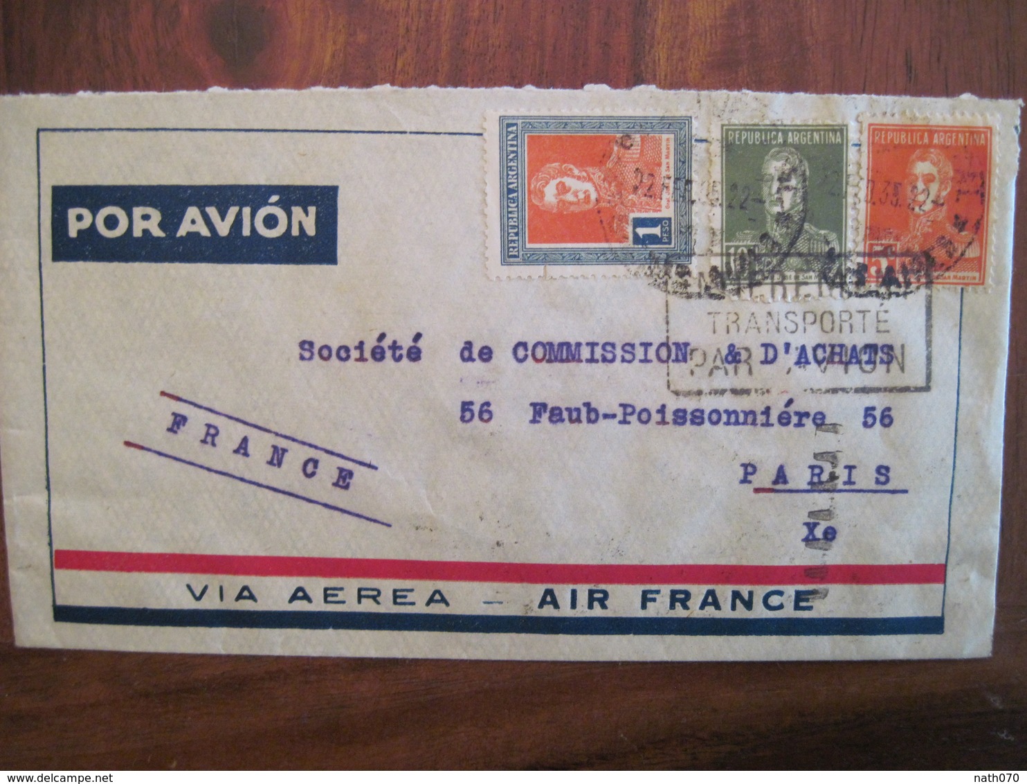 Argentine 1935 Lettre Mention Entierement Transporté Par Avion Cover France Colonie Enveloppe Airmail Via Aerea Air - Luftpost