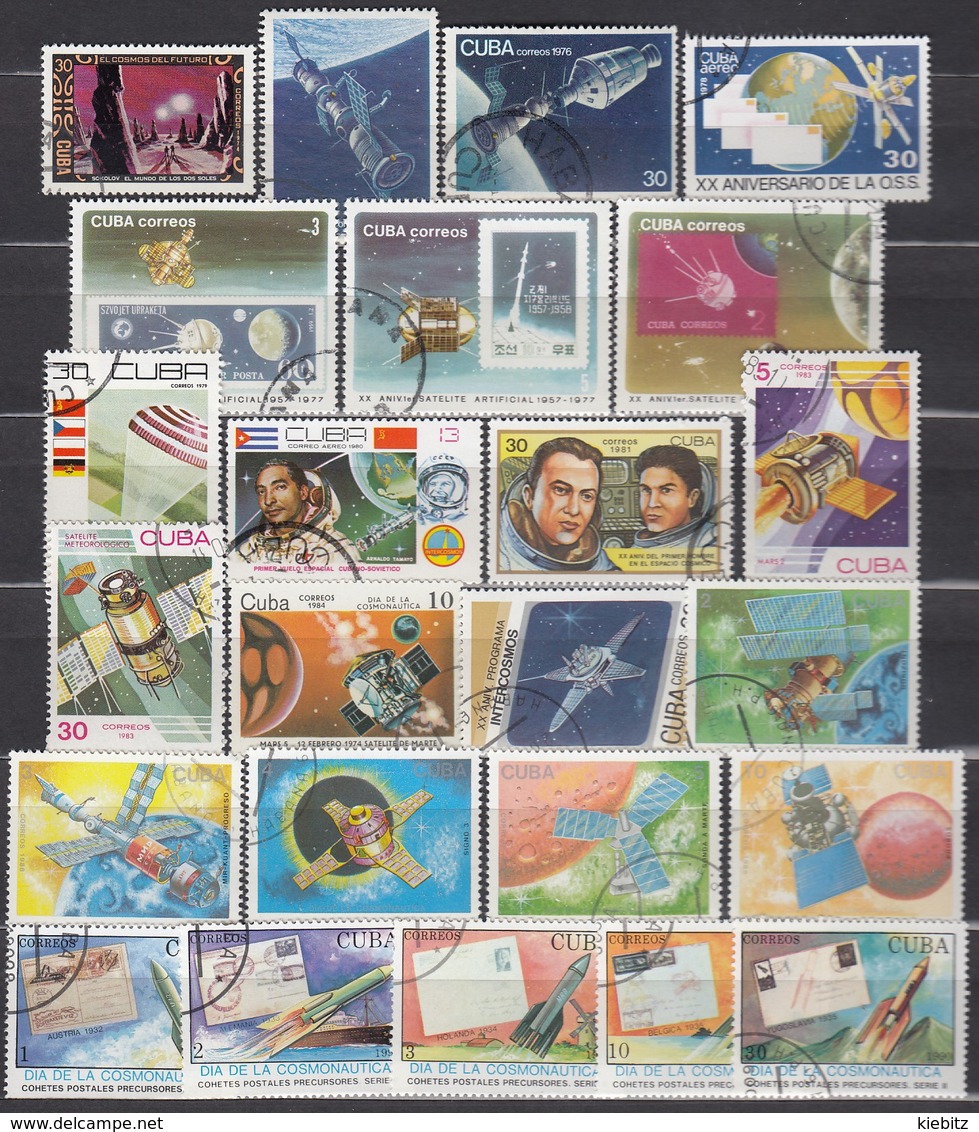 KUBA 1974-1990 - Partie Raumfahrt Mit 24 Verschiedenen  Used - América Del Norte