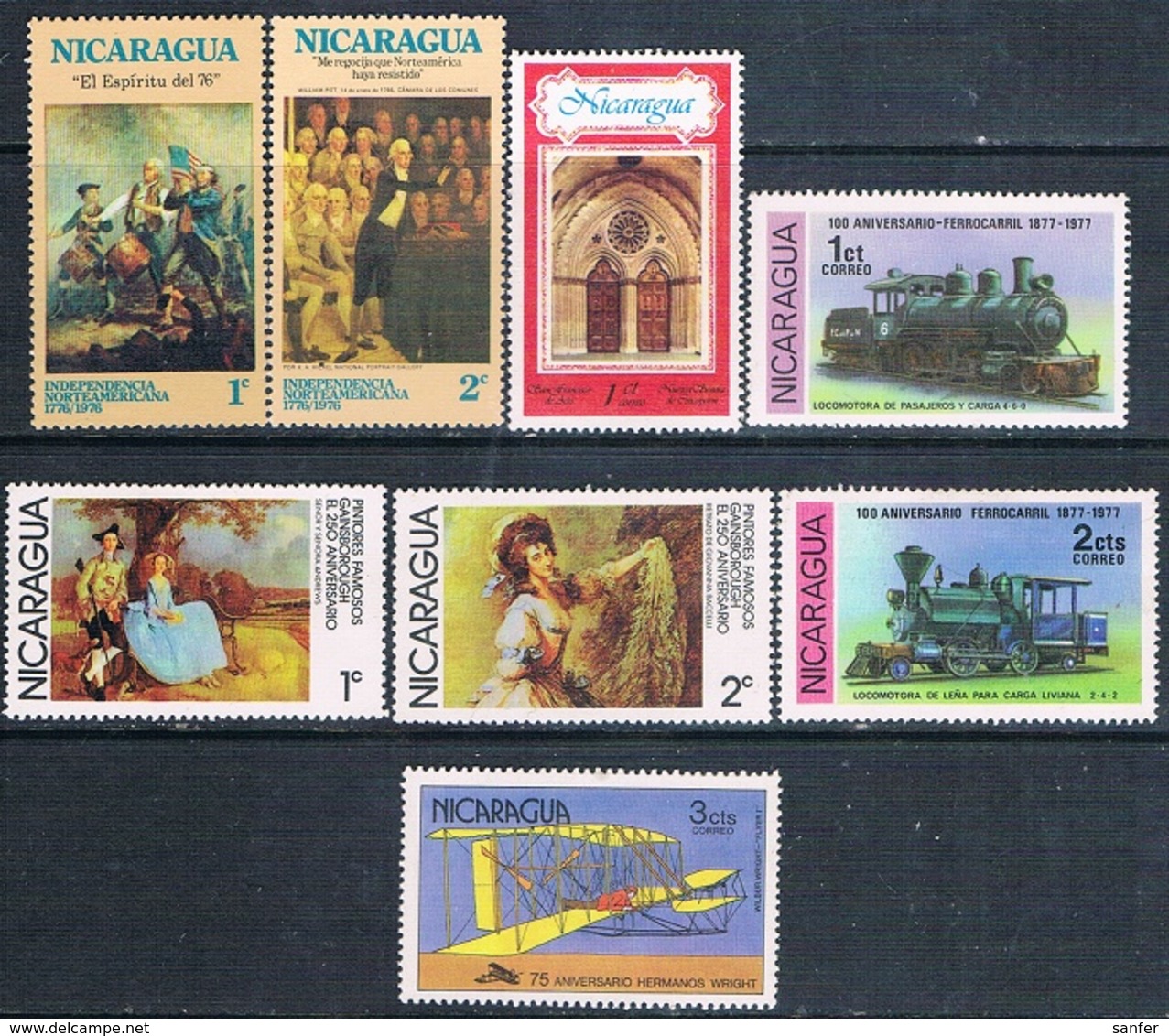 Nicaragua 1975 / 78  -  Yvert  988 / 89 + 1085 / 86 + 1091 + 1098 / 99  ( ** ) - Nicaragua