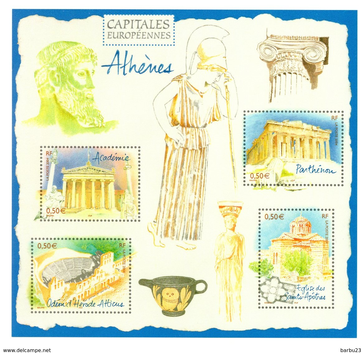 Carte Prè-oblitérée Validité Permanente Internationale Capitales Européennes Athene Timbre Parthenon - Prêts-à-poster:  Autres (1995-...)