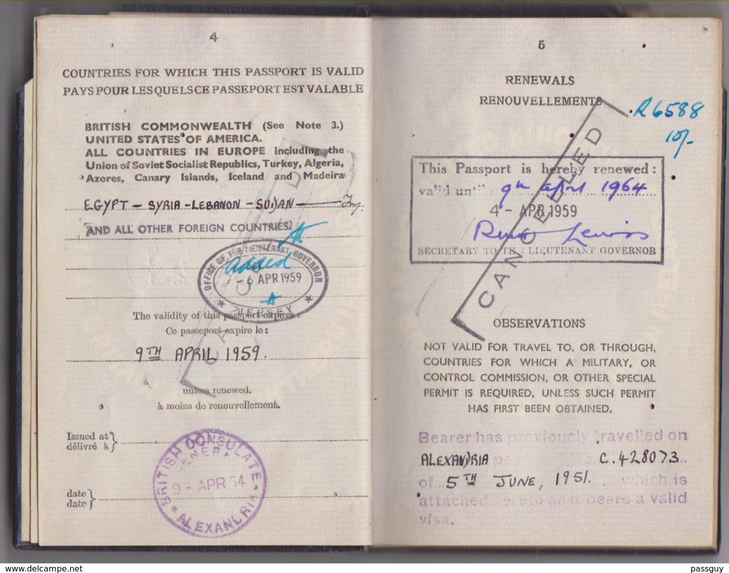 UNITED KINGDOM Double Passport 1951-1954 GRANDE BRETAGNE Double Passeport– Reisepaß – Revenues/Fiscaux - Documents Historiques