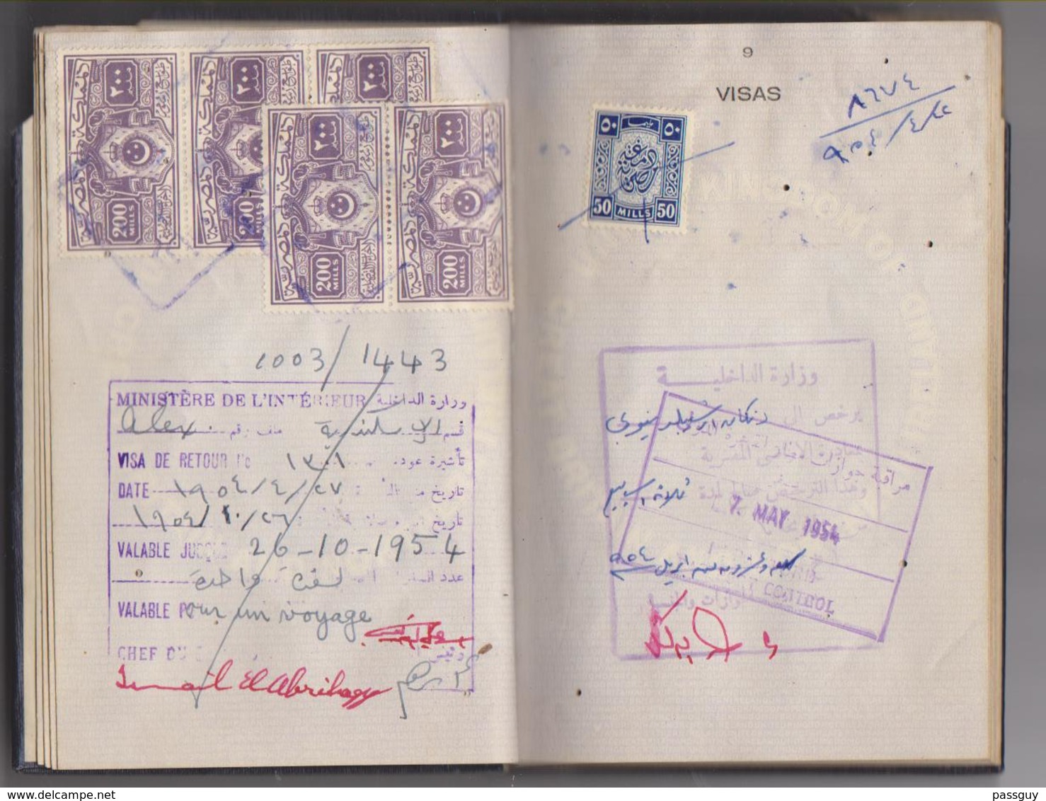 UNITED KINGDOM Double Passport 1951-1954 GRANDE BRETAGNE Double Passeport– Reisepaß – Revenues/Fiscaux - Documents Historiques