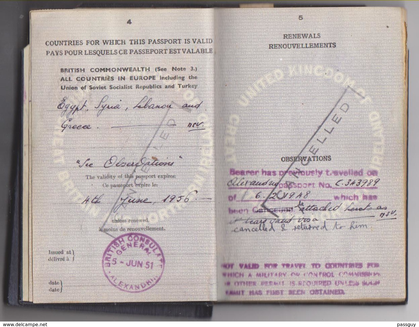 UNITED KINGDOM Double Passport 1951-1954 GRANDE BRETAGNE Double Passeport– Reisepaß – Revenues/Fiscaux