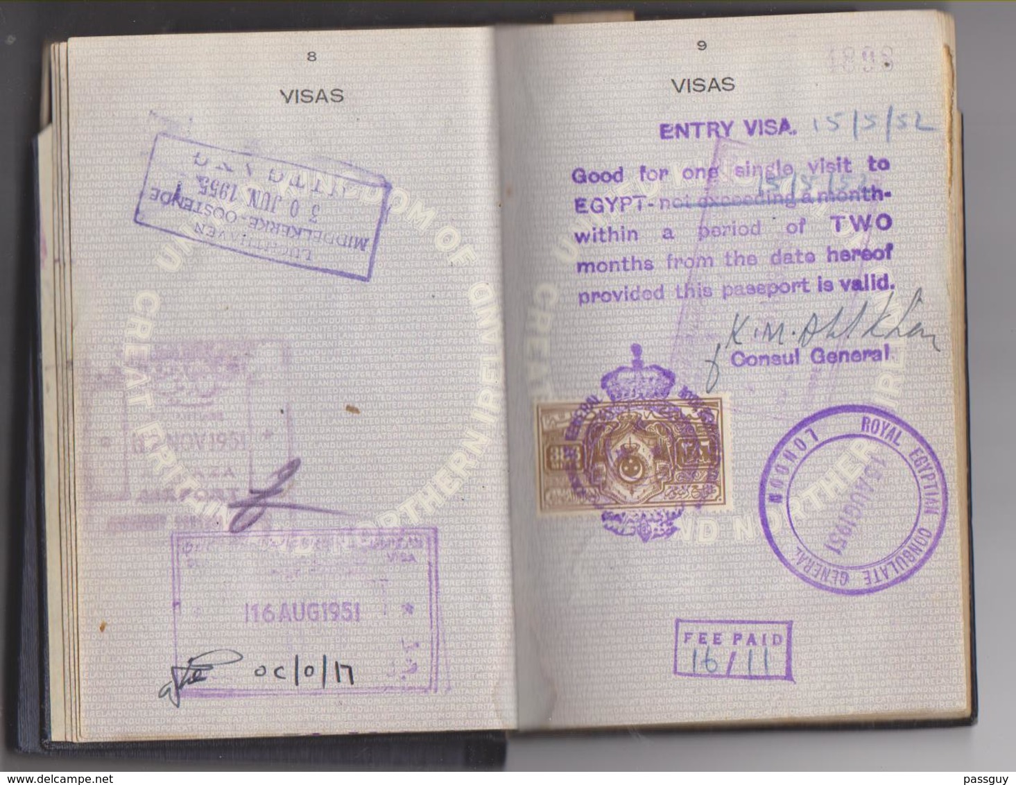 UNITED KINGDOM Double Passport 1951-1954 GRANDE BRETAGNE Double Passeport– Reisepaß – Revenues/Fiscaux