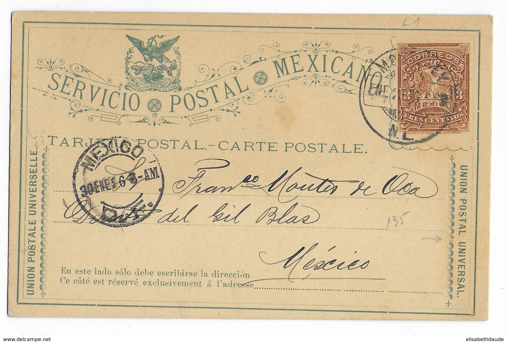 MEXICO - 1895 - CARTE ENTIER POSTAL De MONTEREY => MEXICO - Messico