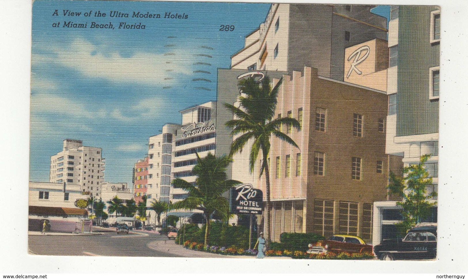MIAMI BEACH, Florida, USA, Art Deco Hotels- Casablanca & Rio, 1952 Linen Postcard - Miami