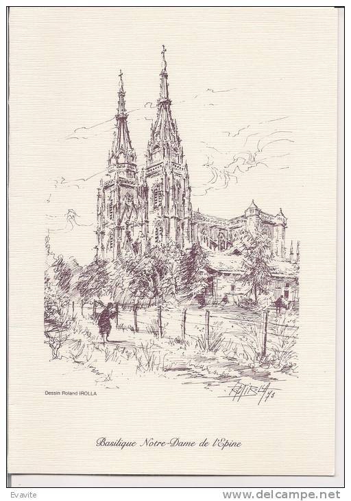 Menu Ou Programme  -  Dessin De Roland Irolla  1973    (51)     Basilique Notre-Dame De L'EPINE - Menus