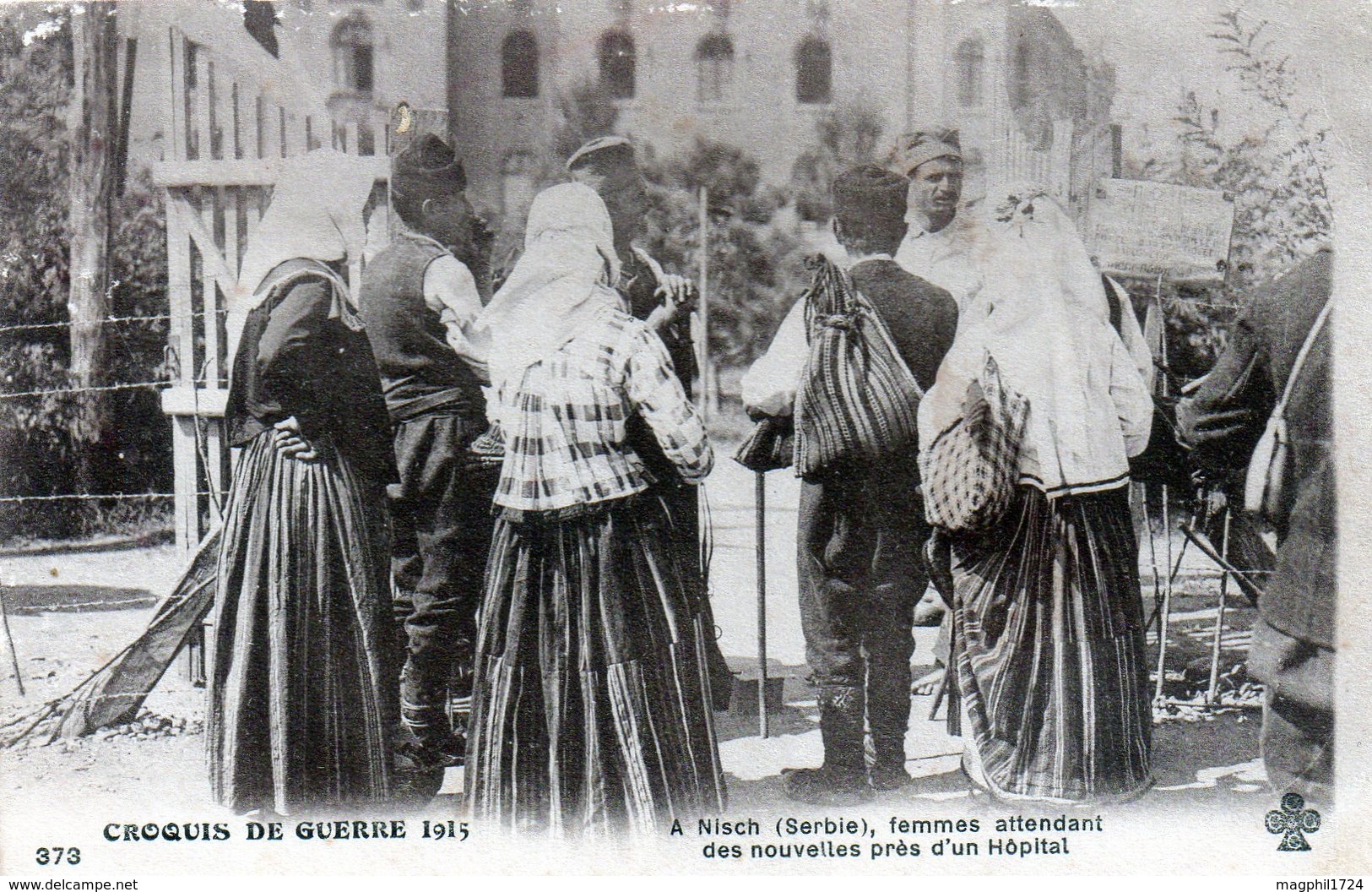 Cpa A Nicch (serbie) Femmes Attendant  Des Nouvelles Près D'un Hopital (croquis De Guerre 1915) - Serbie