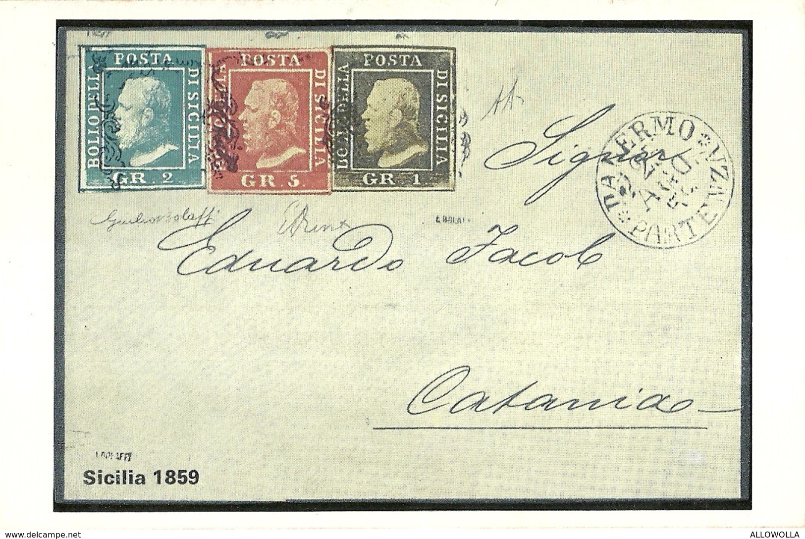 3288 "SICILIA 1859 " SERIE I-IL COLLEZIONISTA/ITALIA FILATELICA-CART. POS. ORIG. NON SPEDITA - Francobolli (rappresentazioni)