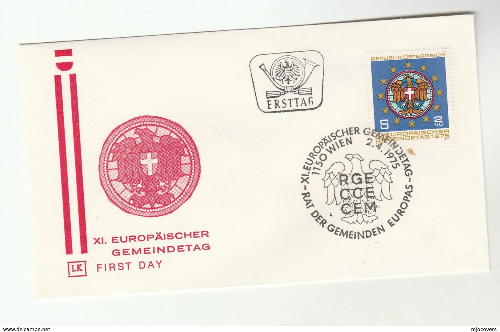 1975 Special FDC EUROPEAN MUNICIPAL ASSOCIATIONS DAY  Heraldic Stamps AUSTRIA Cover - European Ideas