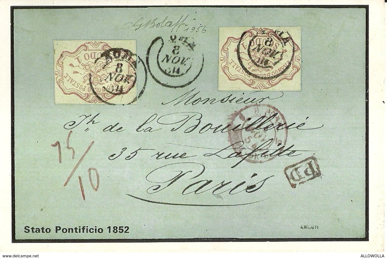 3292 " STATO PONTIFICIO 1852 " SERIE I-IL COLLEZIONISTA/ITALIA FILATELICA-CART. POS. ORIG. NON SPEDITA - Francobolli (rappresentazioni)