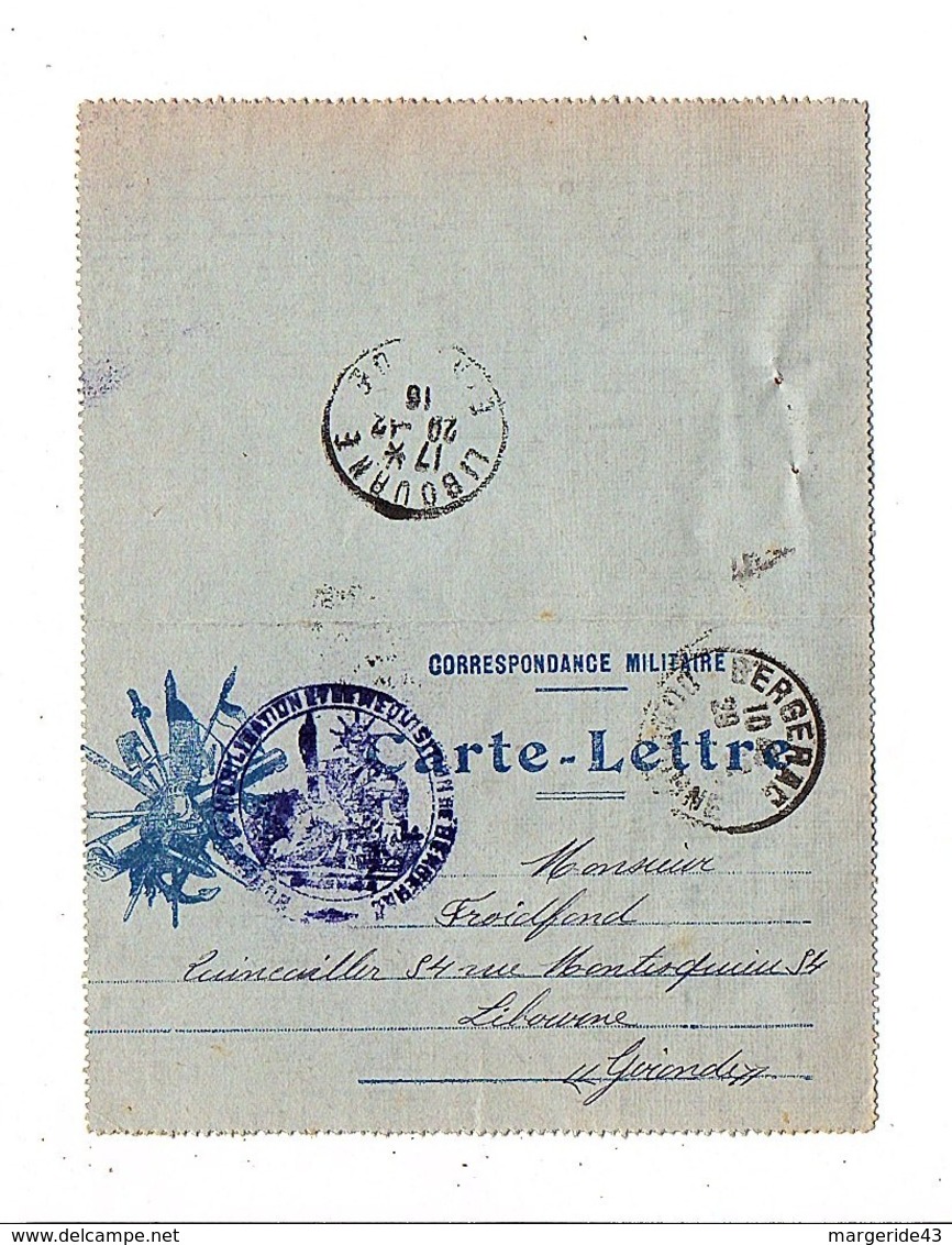 CARTE LETTRE ECRITE DE 1916 - WW I